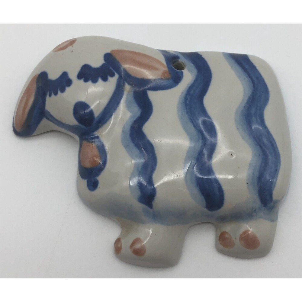 MA Hadley Sheep Ornament Plaque Wall Hanging Blue Gray Signed 4x3”